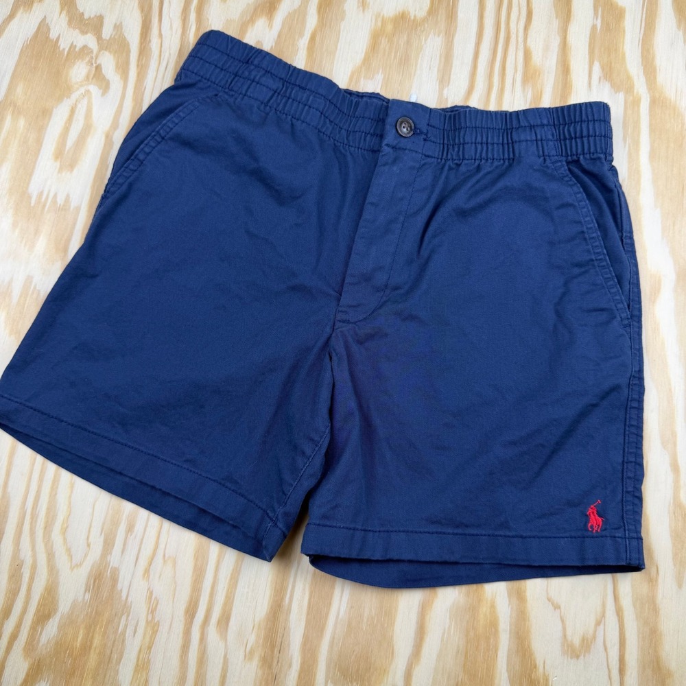 Polo Ralph Lauren Kids Navy Blue Chino Shorts Size 16 Elastic Waist Pony Logo
